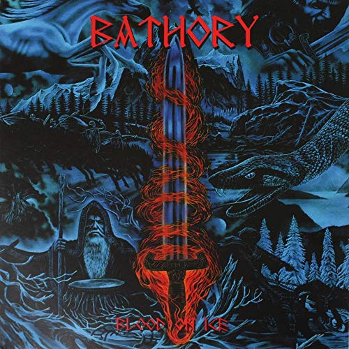 “Blood on Ice” album cover: sword, dragon, and figure in a snowy landscape.