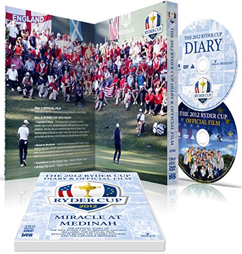 Ryder Cup 2012 diary and official film DVD with golf imagery.