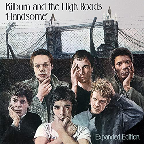 Album cover for Kilburn & The High Roads’ “Handsome” with band portrait.