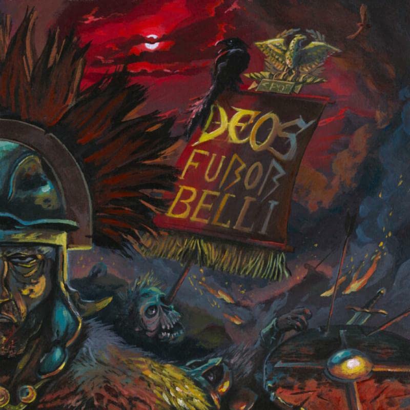 CD cover: Roman helmet, eagle, and banner with the title "Deos - Furor Belli".