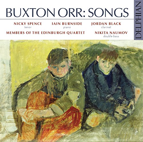 "CD cover featuring an abstract painting of two seated men, with text above."