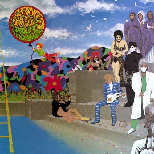 Prince's "Around the World in a Day" vinyl album cover, featuring a surreal, colorful illustration.