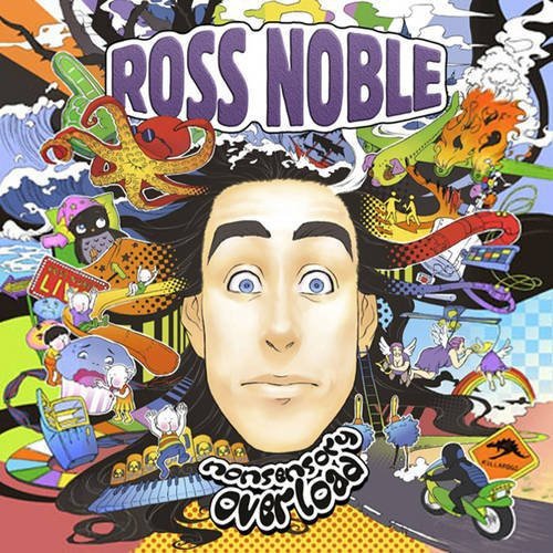 CD cover: man’s face surrounded by colorful, surreal illustrations.