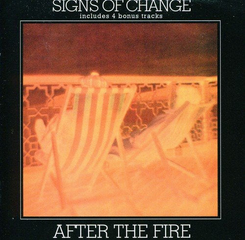 "Album cover with two empty deck chairs on a beach, sepia-toned image."