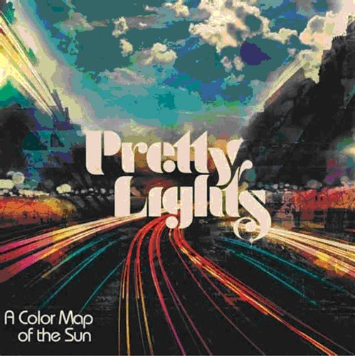 Album cover with "Pretty Lights" text, colorful highway scene, and cloudy sky.
