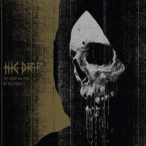 Dark album cover featuring a skull-like figure in a hooded robe.