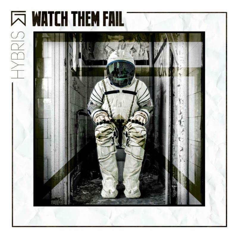 CD cover: astronaut in a dilapidated bathroom, black and white.