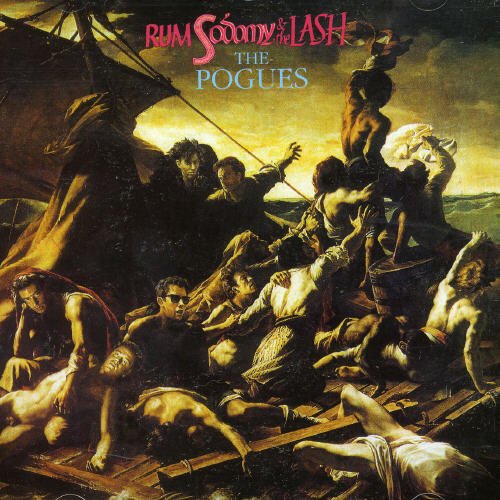 "Album cover art: The Pogues 'Rum, Sodomy & The Lash' with chaotic nautical scene."
