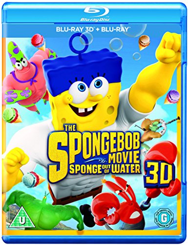 Blu-ray cover for "The Spongebob Movie: Sponge Out Of Water" featuring characters.
