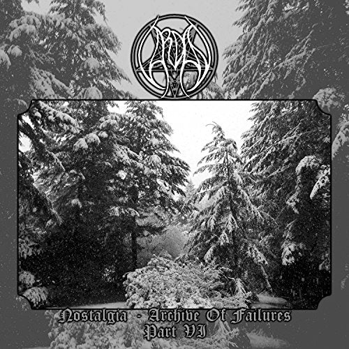 Black and white CD cover with snowy forest and ornate logo.