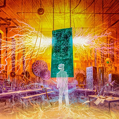 CD cover: scientist in lab with complex machinery and electrical sparks.
