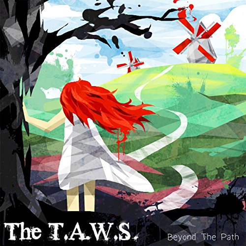 "Album cover art: a girl with red hair in a white dress, windmills in the background."