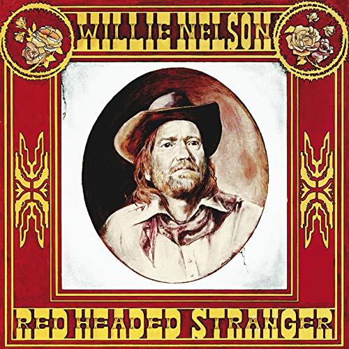 Red and yellow Willie Nelson album cover with portrait.
