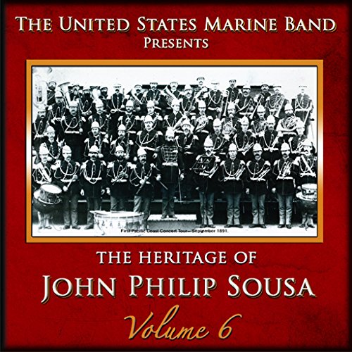 Red CD cover with black-and-white band photo and gold text "The Heritage of John Philip Sousa".
