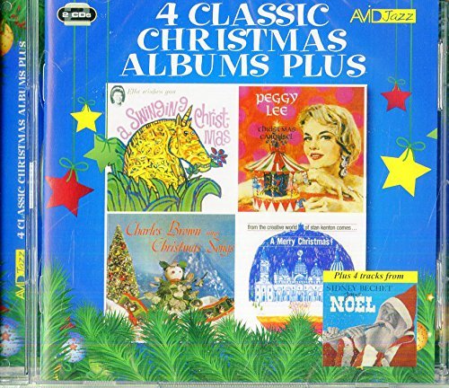 CD case featuring four Christmas album covers and festive decorations.