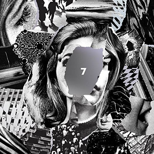 Black and white collage featuring a woman's face with a grey '7' overlay.