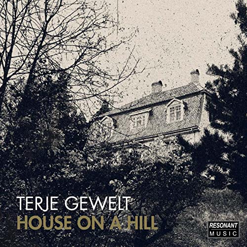 CD cover: grayscale image of a house on a hill with trees.