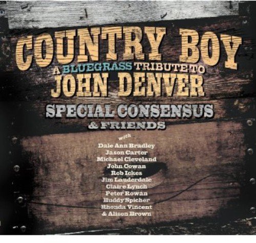 "Album cover with wooden texture, featuring 'Country Boy' and artist names in bold text."