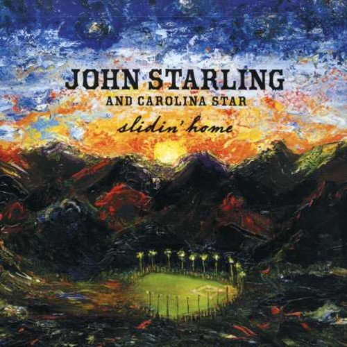 A CD cover with a vibrant, abstract painting of a mountain landscape and baseball field.