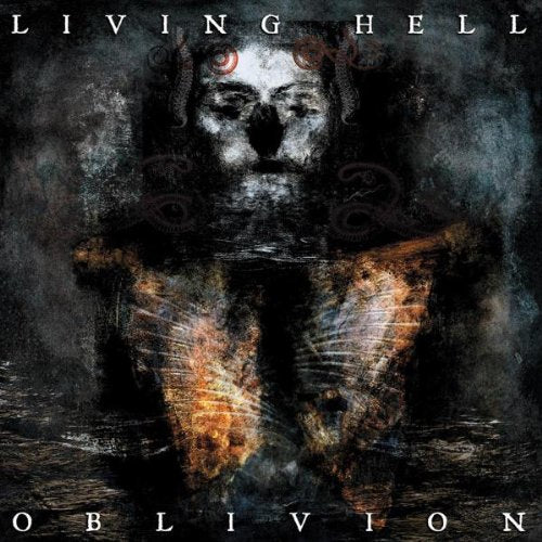 Dark album cover with a man's face and fiery, abstract lower body.