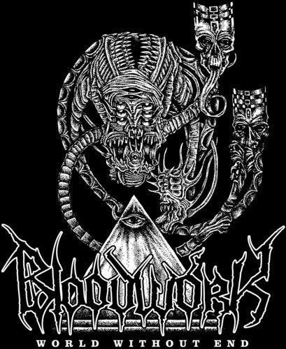 Black and white album cover with skeletal figures and band logo.