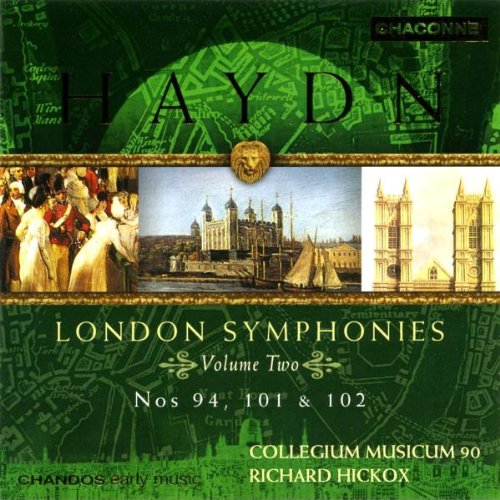 A green CD cover featuring Haydn's "London Symphonies, Vol. 2" with historical images.