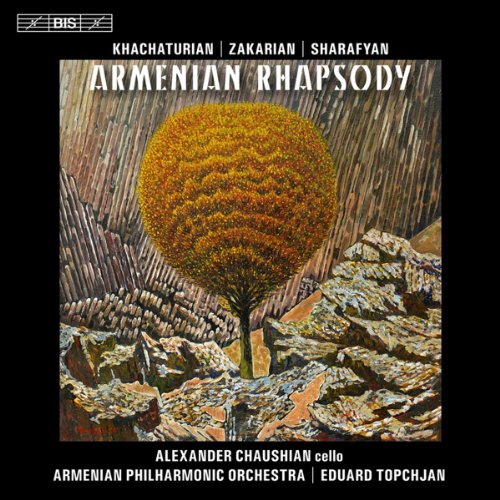 CD cover: painting of a tree in a rocky landscape, titled "Armenian Rhapsody".