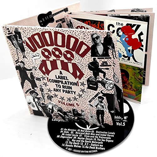 CD case for "Voodoo Rhythm Compilation Vol. 5" with collage-style artwork.