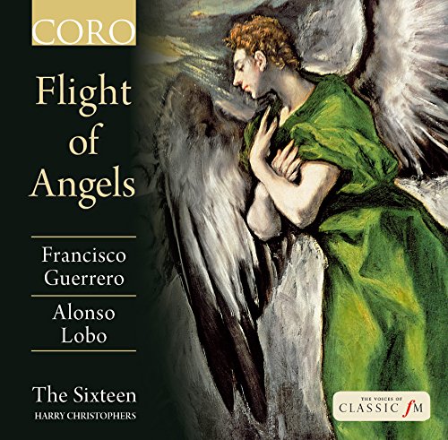 "CD cover featuring an angel in green robes with white wings, dark green background."