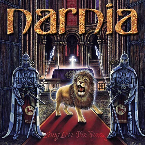 Narnia album cover: lion, knights, and castle in fantasy artwork.
