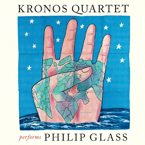 CD cover: hand with a world map, blue starry background, text.