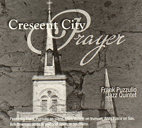 "CD cover with church steeple on cracked stone background and white text."