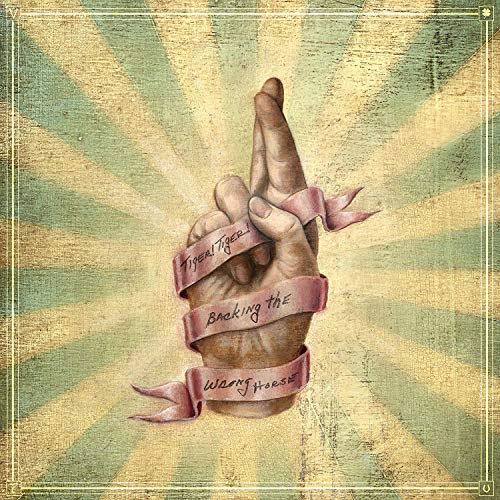 Hand giving the middle finger with ribbons reading "Tiger! Tiger!