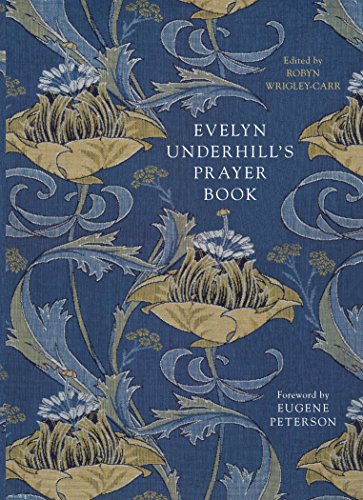 Blue book cover with floral pattern and white title text "Evelyn Underhill's Prayer Book".