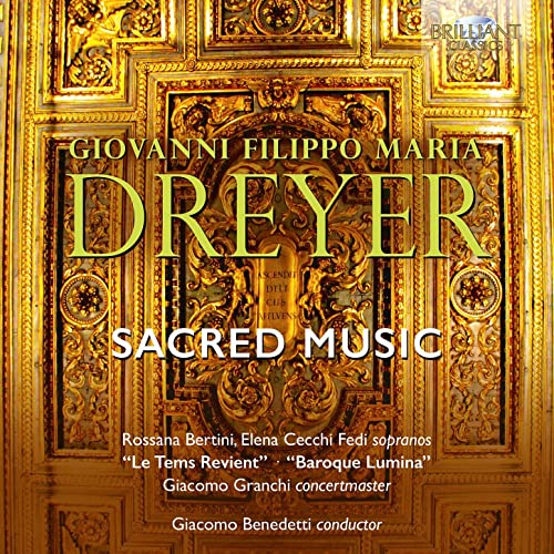 CD cover for Dreyer’s “Sacred Music” with gold ornate detailing.