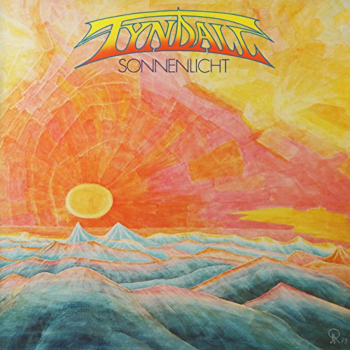 Vinyl album cover with a stylized mountain landscape and a vibrant orange sky.