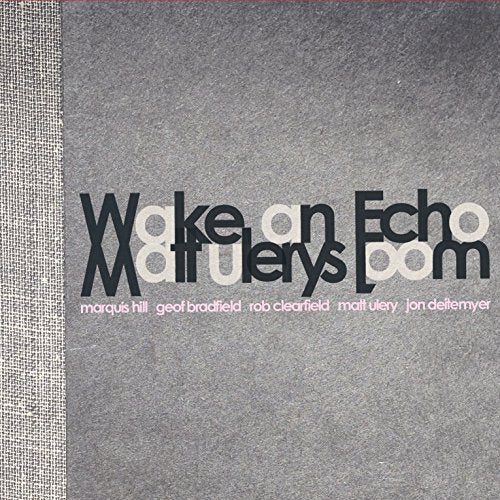 "Album cover with grey background, textured border, and stylized black and white text."