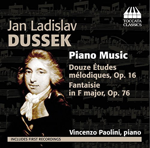 CD cover with a portrait of Jan Ladislav Dussek on a dark background.