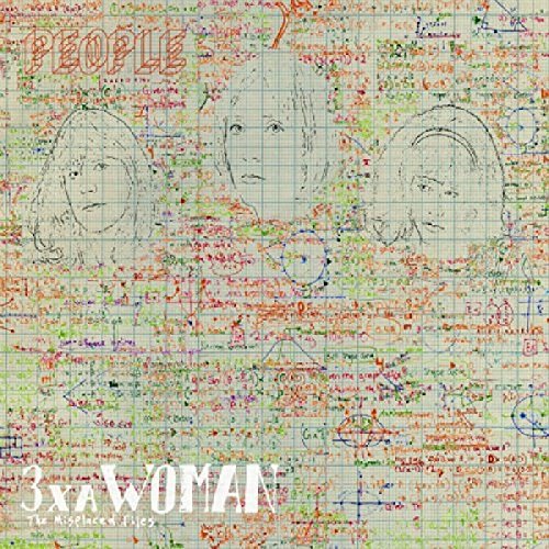Album cover for 3xaWOMAN with sketched portraits on grid paper.