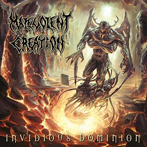 Album cover for Malevolent Creation’s “Invidious Dominion” featuring a demonic figure.