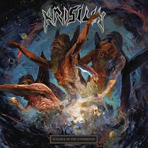 Album cover art: three demons surround a man in a dark, cosmic background.