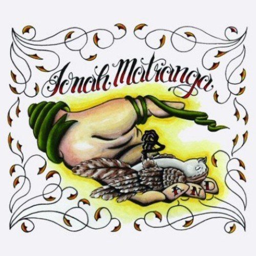 "Album cover art featuring a hand holding a bird and a cat."