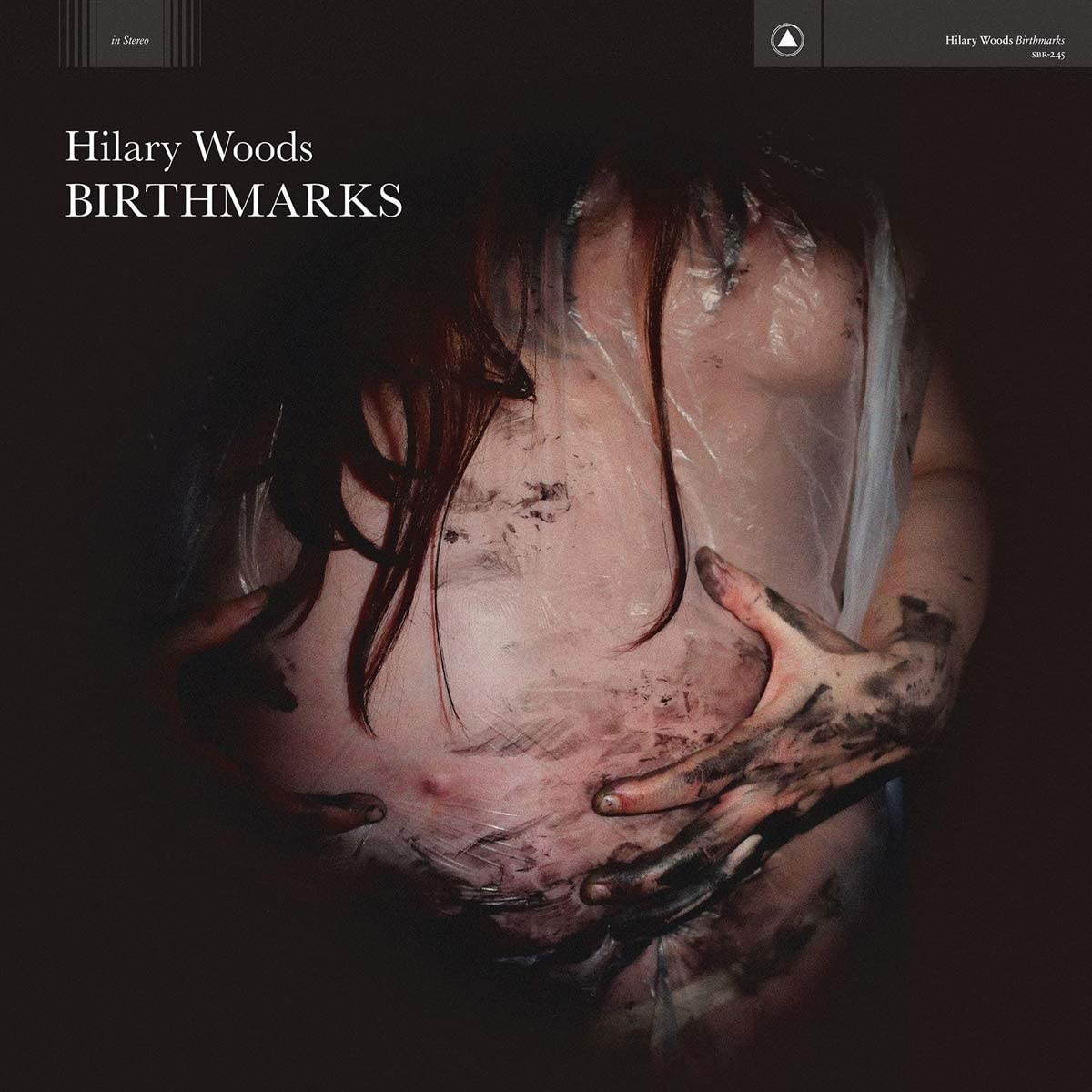 Album cover featuring a pregnant woman with dark, messy hair, and hands on her belly.