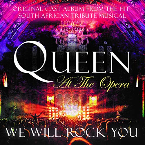 "Album cover for 'Queen At The Opera' with concert scene and text overlay."