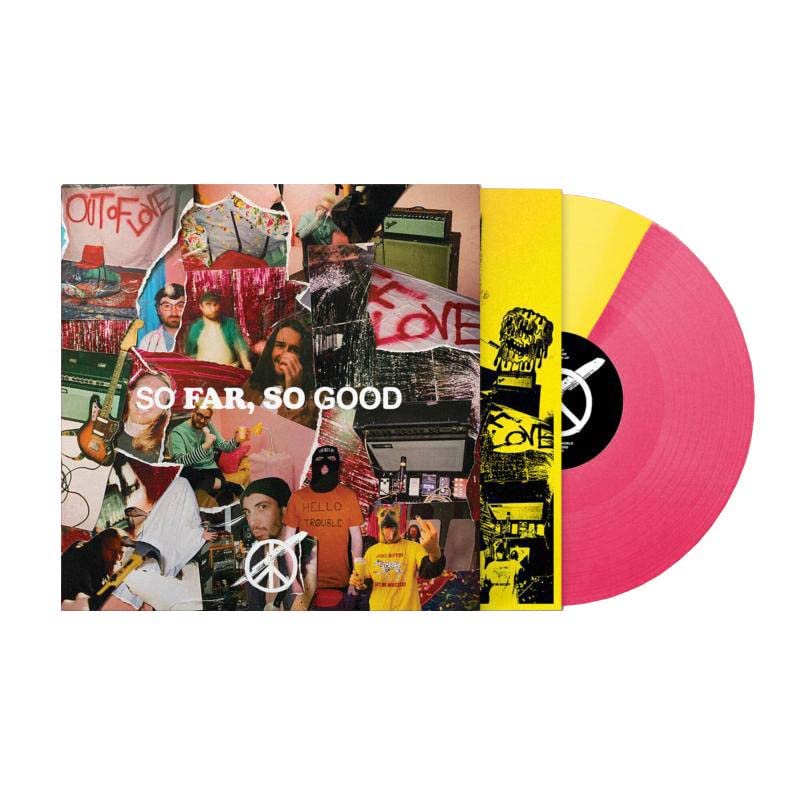 Out Of Love - So Far So Good" vinyl record with collage cover art.