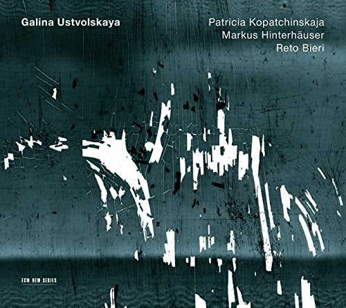 Dark green abstract CD cover with white paint splatters and artist names.