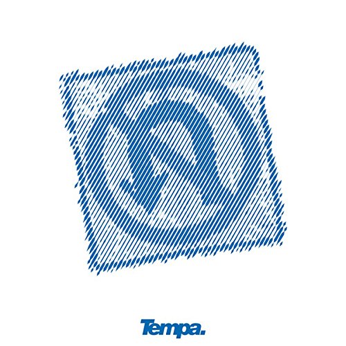 The image depicts a blue, hachured vinyl record on a white background with the word "Tempa."