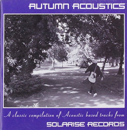 Purple CD cover with black and white image of a person playing guitar in a park.