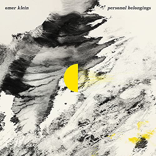 Album cover for Omer Klein’s “Personal Belongings” with abstract ink wash and yellow arc.