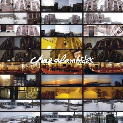 "Album cover with a collage of building photos and 'Charalambides' written in white."